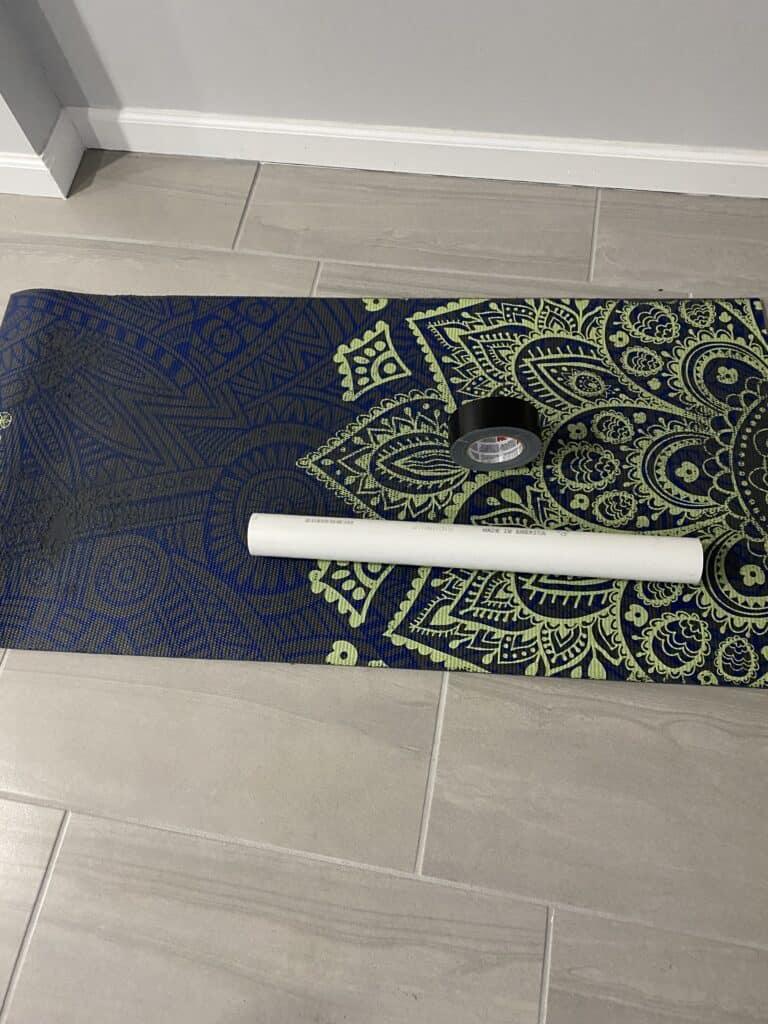 PVC pipe and yoga mat foam roller step 1