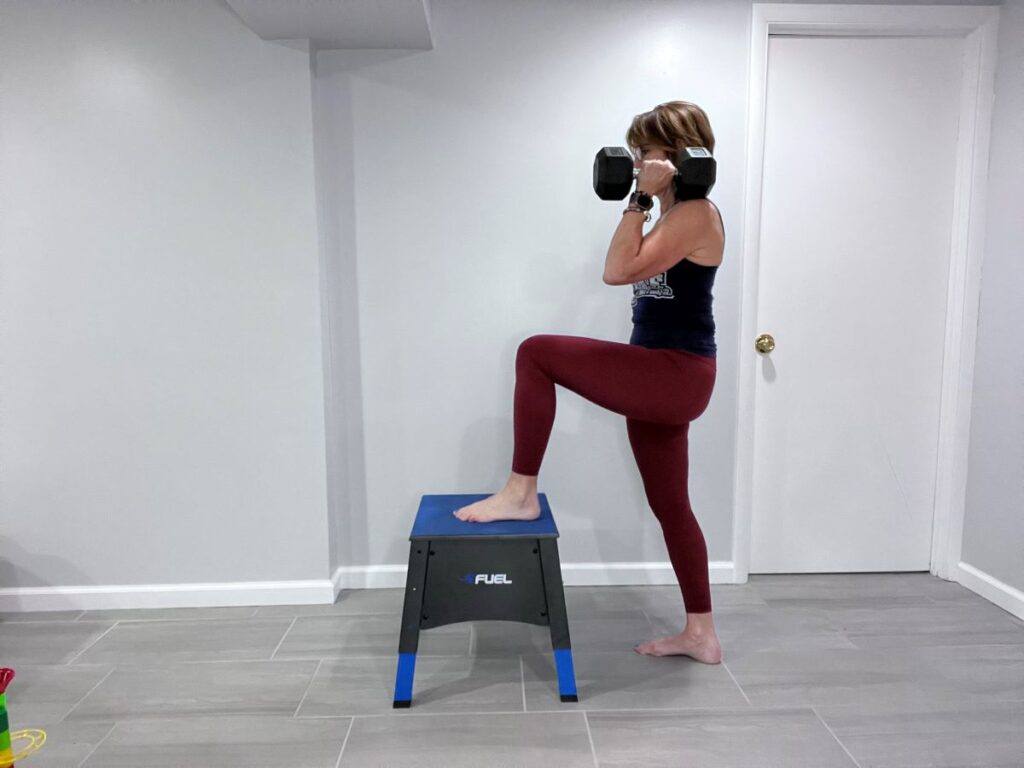 step up with weights