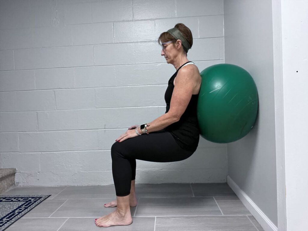 wall squats with exercise ball