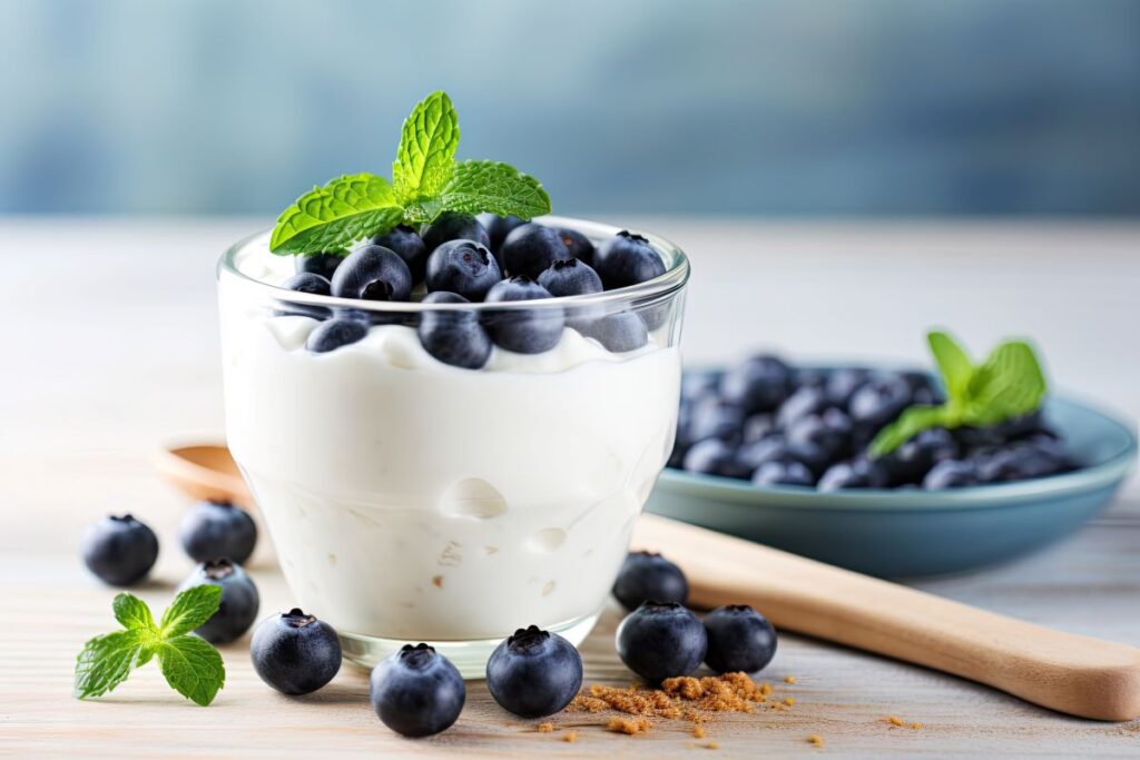 blueberries and yogurt